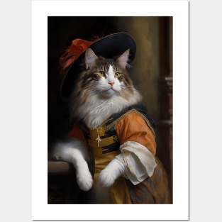 Maine Coon Classic Cat Portrait Posters and Art